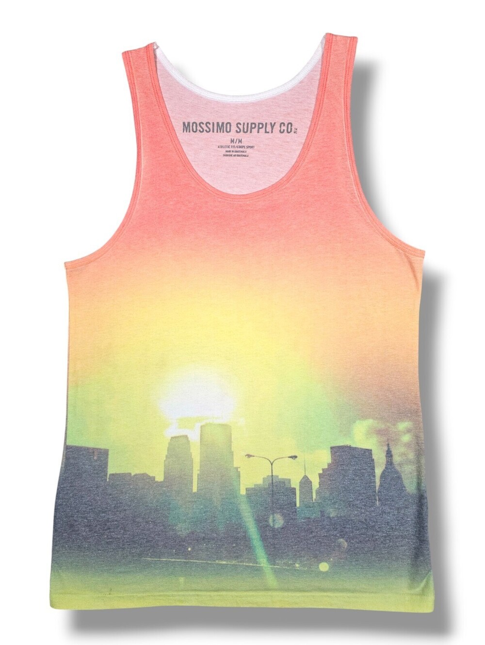Ombre Sunset City Skyline Graphic Tank Top Casual Summer Beach Streetwear Medium